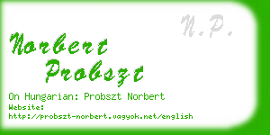 norbert probszt business card